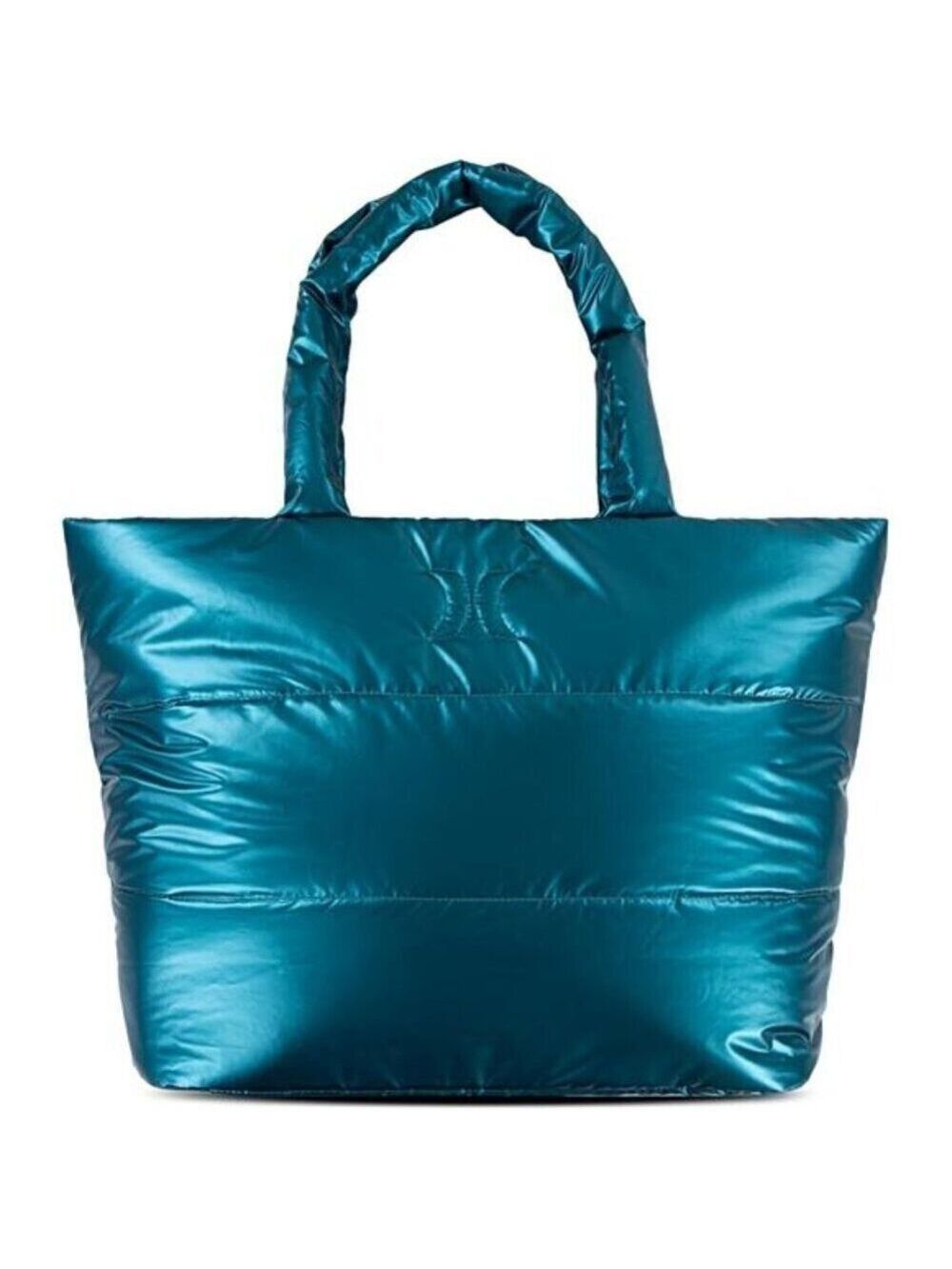 Quilted Aquamarine Tote Bag – Lightweight Puffer Shoulder Bag for Women: